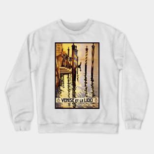 Venice and the Lido, Italy - Vintage French Travel Poster Design Crewneck Sweatshirt